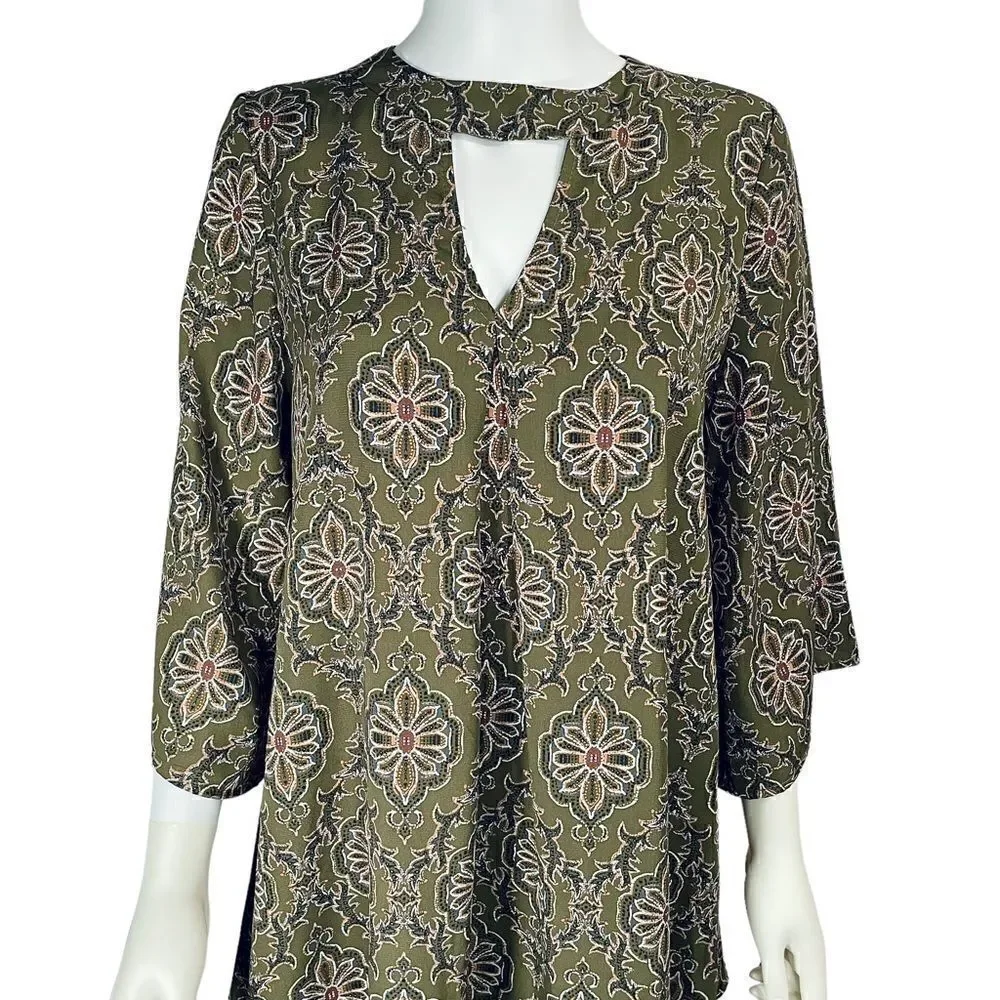Ee:some Damask Print Bell Sleeve Oversized Top Medium
